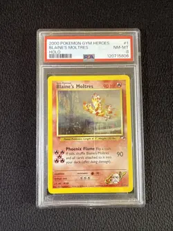 2000 Pokemon Gym Heroes #1 Blaine's Moltres Holo PSA 8 NM-MINT w/ SWIRL - Image 1