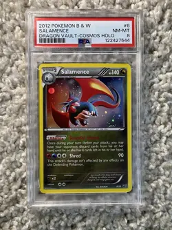 Salamence PSA 8 Pokemon 2012 Dragon Vault 8/20 Cosmos Holo Edge Swirl Low POP 15 - Image 1