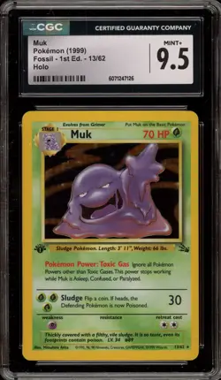 Pokemon Muk Fossil 1st Edition Holo Rare #13 CGC 9.5 - Image 1