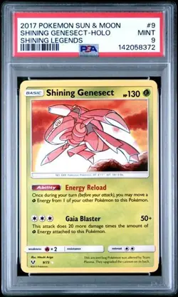 2017 POKEMON SUN & MOON SHINING LEGENDS #9 SHINING GENESECT-HOLO PSA 9 - Image 1