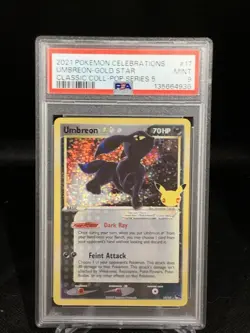 2021 Umbreon Gold Star 17/17 Pokemon Celebrations 25th Anniversary PSA Mint 9 - Image 1