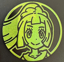 POKEMON LILLIE JUMBO GREEN GLITTER HOLO COIN PREMIUM TOURNAMENT COLLECTION - Image 1