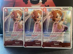 Bandai One Piece Card Game Nami EB03-006 3x Character Cards English Holo TCG - Image 1