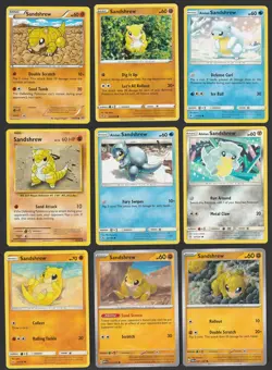 Sandshrew Pokemon Card Collection Set of 9 English Cards Cute Vintage Alolan - Image 1