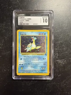 CGC 10 Lapras 1999 Fossil Set 10/62 Holo Rare Pokemon Card Gem Mint - Image 1