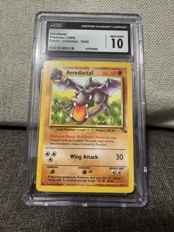 CGC 10 Aerodactyl 1999 Fossil 16/62 Pokemon Card Rare - Image 1
