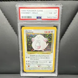 Pokemon Chansey 3/102 Base Set Holo Rare PSA 6 English 1999 Trading Card - Image 1