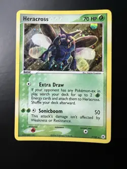 Heracross 7/101 Holo Wing SWIRL Rare EX Hidden Legends Pokemon Card - Image 2