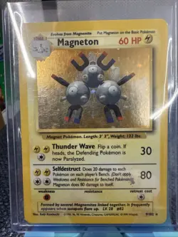 Pokemon TCG 1999 Magneton Base Set Holo Unlimited Rare Card 9/102 - Image 1