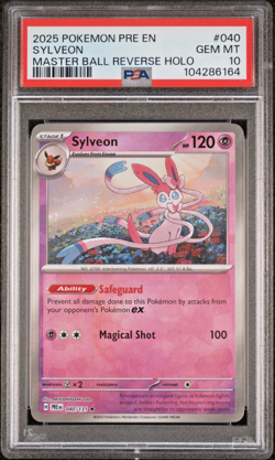 2025 Pokemon Prismatic Evolutions English Sylveon #40 Master Ball PSA 10 - Image 1
