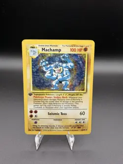 Pokemon TCG Machamp Holo Rare 1st Edition Base Set 8/102 LP - Image 1