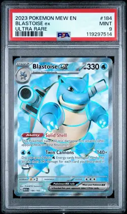 PSA 9 Mint 2023 Pokemon 151 #184 Blastoise Ex Full Art Ultra Rare - Image 1
