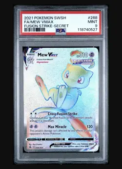 2021 Pokemon Mew VMAX Rainbow Secret Rare 268/264 PSA 9 Mint Fusion Strike - Image 1
