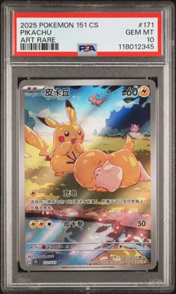 2025 POKEMON SIMPLIFIED CHINESE 151 C-COLL 151 ART RARE #171 PIKACHU PSA 10 - Image 1