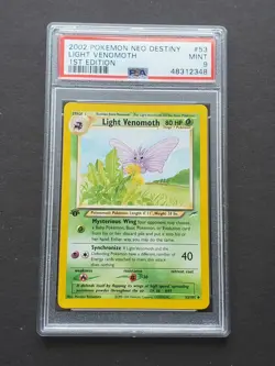 Pokemon PSA 9 1ST EDITION LIGHT VENOMOTH 53/105 NEO DESTINY SET - MINT - Image 1