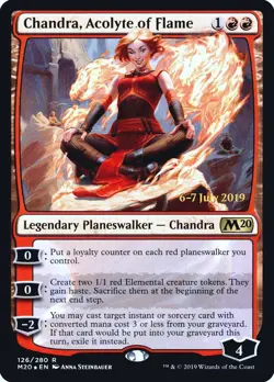 Chandra, Acolyte of Flame [Core Set 2020 Prerelease Promos] Lightly Played Foil - Image 1