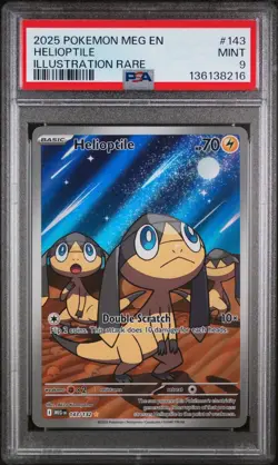 2025 POKEMON MEG EN-MEGA EVOLUTION ILLUSTRATION RARE #143 HELIOPTILE PSA 9 - Image 1