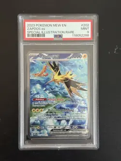 2023 POKEMON MEW EN-151 SPECIAL ILLUSTRATION RARE #202 ZAPDOS EX PSA 9 - Image 1