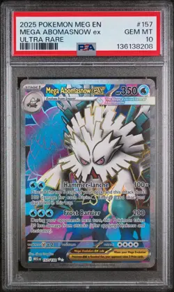 2025 POKEMON MEG EN-MEGA EVOLUTION ULTRA RARE #157 MEGA ABOMASNOW EX PSA 10 - Image 1