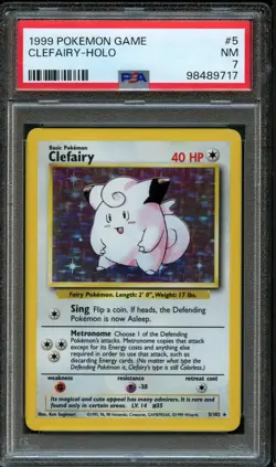 Pokemon TCG Clefairy Base Set 5/102 Holo Rare PSA 7 Holo 1999 - Image 1
