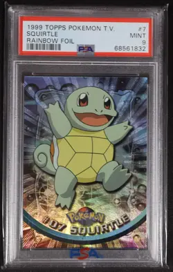 1999 Topps Pokemon TV Squirtle #7 Rainbow Foil PSA 9 - Image 1