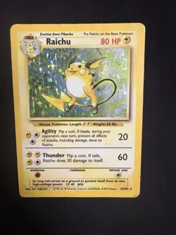 Pokemon Raichu Base Set 14/102 Holo Rare 80 HP Stage 1 Ken Sugimori - Image 1