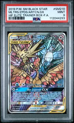 PSA 9 Moltres Zapdos & Articuno GX SM210 Pokemon Black Star Promo FA - English - Image 1