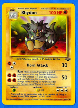1999 Wizards Pokemon Jungle Unlimited Rhydon 45/64 NM-MN Non-Holo - Image 1