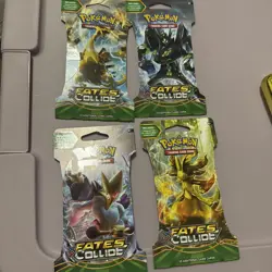 Pokemon 2016 XY Fates Collide Sleeved Sealed Booster Packs 4 Sealed Packs - Image 1