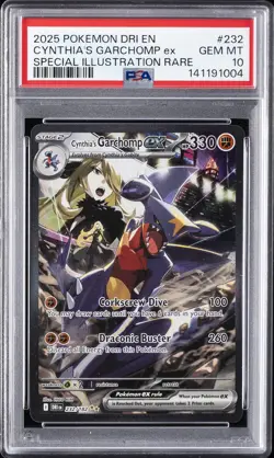 2025 POKEMON DRI EN-DESTINED RIVALS #232 CYNTHIA'S GARCHOMP EX PSA 10 - Image 1