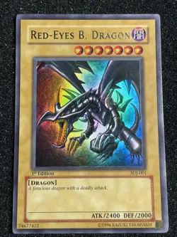 Yu-Gi-Oh! Red Eyes Black Dragon SDJ-001 1st Edition - Image 1