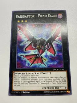 Yu-Gi-Oh! Raidraptor - Fiend Eagle Rare 1st Edition DOCS-EN051 MP - Image 1