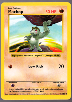 Machop Shadowless 52/102 Base Set Pokemon TCG Card 1999 LP - Image 1