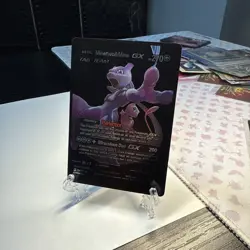 Pokemon Mewtwo & Mew GX Black Foil Holo Textured Fan Art Card Nintendo Pokemon💥 - Image 1
