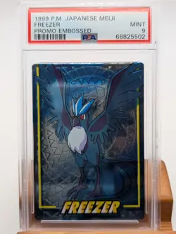 1999 Pokemon Japanese Meiji Promo Embossed Freezer Articuno Holo PSA Mint 9 - Image 1