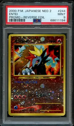 2000 POKEMON JPN NEO 2 PROMO REVERSE FOIL #244 ENTEI PSA 9 DOUBLE GLOBES | RARE - Image 1