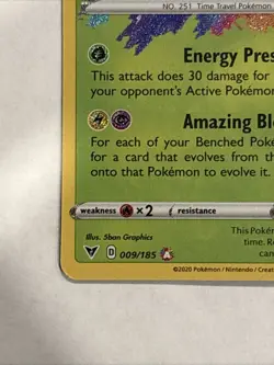 Pokemon TCG Celebi Vivid Voltage Holo Card 009/185 Amazing Rare, Near Mint - Image 5