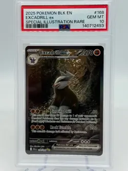 2025 Pokemon BLK EN Excadrill EX Special Illustration Rare Card #168 PSA 10 GEM - Image 1