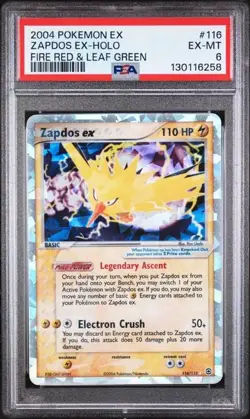 2004 POKEMON EX FIRE RED & LEAF GREEN #116 ZAPDOS EX-HOLO PSA 6 + BONUS CARD - Image 1