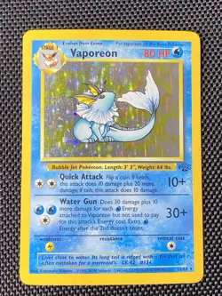 Pokemon TCG Vaporeon 12/64 Holo Rare Card Jungle Set, Vintage 1999 LP+ - Image 1