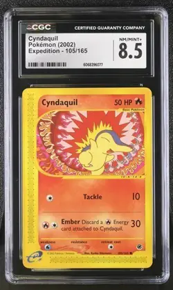 Cyndaquil Pokemon (2002) Expedition 105/165 CGC 8.5 NM/MINT+ Common WOTC - Image 1