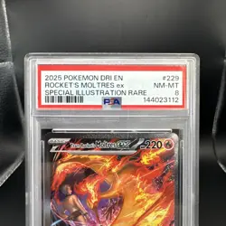 2025 Pokemon Destined Rivals Rocket’s Moltres #229 Graded PSA 8 SIR EN - Image 2