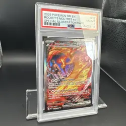 2025 Pokemon Destined Rivals Rocket’s Moltres #229 Graded PSA 8 SIR EN - Image 5