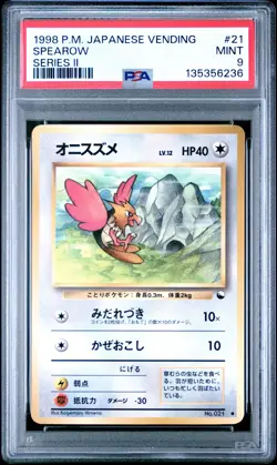1998 POKEMON JPN VENDING SER II #21 SPEAROW PSA 9 - Image 1