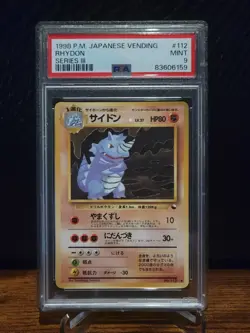 1998 Pokemon Japanese Vending Series III Rhydon #112 - PSA 8 - Image 1