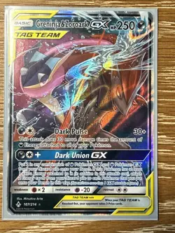 Pokemon TCG Greninja & Zoroark GX Holo Ultra Rare Card Unbroken Bonds 107/214 - Image 1