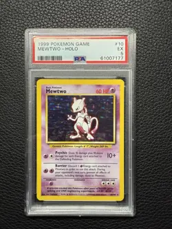 PSA 5 Mewtwo Holo 10102 Base Set 1999 Pokemon Card old cert - Image 1