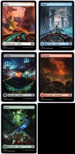 MTG - (5) Aetherdrift Foil Full Art Basic Lands - 1 of Each Art -z46 - Image 1