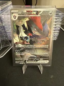 Pokemon TCG N's Zoroark ex 185/159 Journey Together Holo SIR NM+ CONTENDER! - Image 1