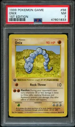 Onix Shadowless 1st Ed. Pokemon Base Set PSA 7 NM - Mint 1999 - Image 1